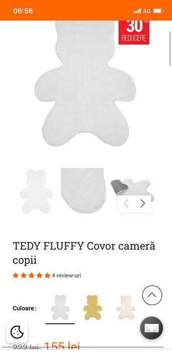 2 covorase Fluffy, albe, in forma de ursulet si tigrisor