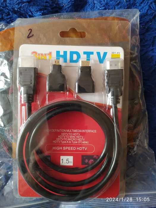 HDMI - кабель . + Второй HD-tv 3в1 HDMI mini.
