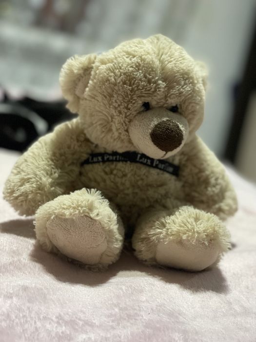 Очень милый медвежонок , мягкая игрушка .