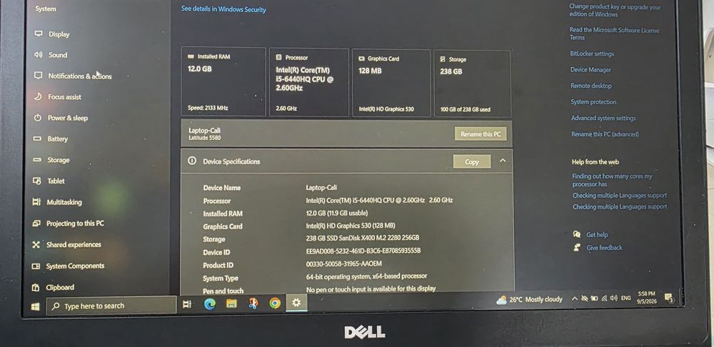 Vand laptop Dell Latitude 5580