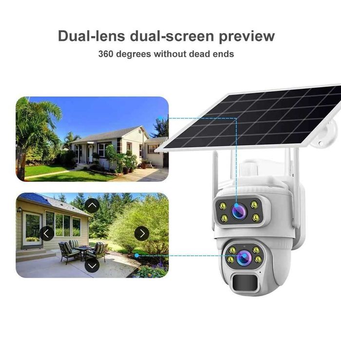 Външна слънчева водоустойчива 4G IP66 8MP нощно виждане CMOS двупосочна аудио PTZ камера за видеонаблюдение с поддръжка на NVR и SD карта