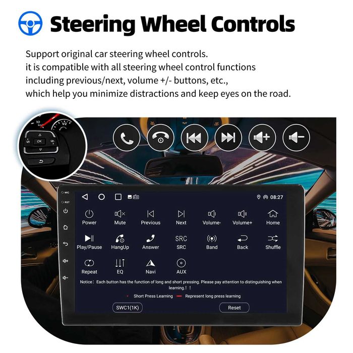 9” 2-DIN мултимедия с Android 14, 4G/LTE, RDS, 6/128GB