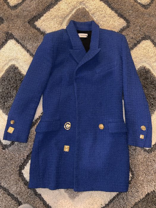 Синьо сако тип букле комплект с пола