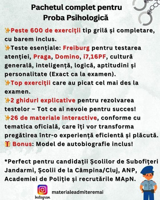 Teste grile psihologic pentru MAI/SRI/MApN/IGSU/ANP