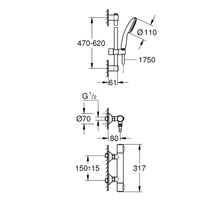 Комплект душ с термостат от Grohe - експресна доставка!