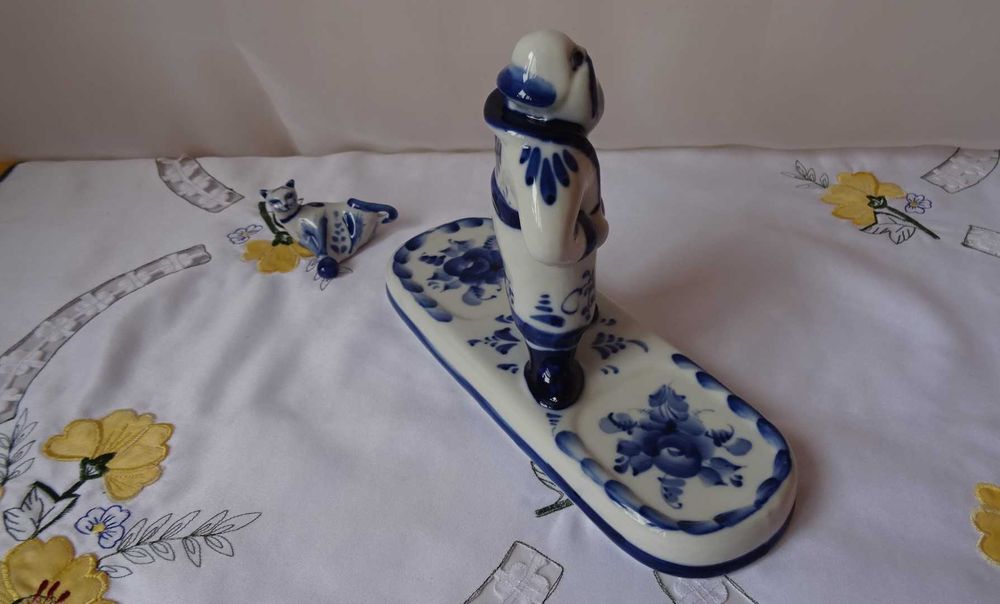 Гжелска рисувана фигура, Русия, СССР, винтидж