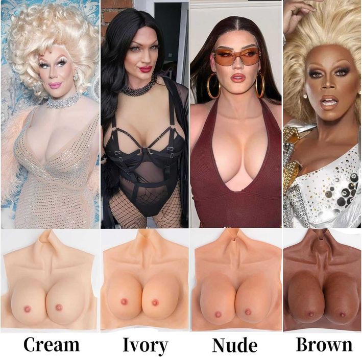 YAPOKCDS силиконови гърди, С-чашка, цвят слонова кост