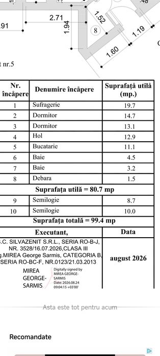 Apartament 99,4 mp situat in Târgu Ocna .