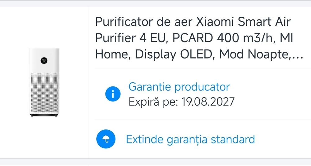 Purificator de aer Xiaomi Smart Air Purifier 4 EU.