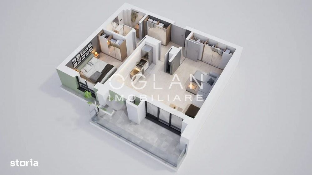 Apartament 2 camere, 0% comision – 51 mp + terasa