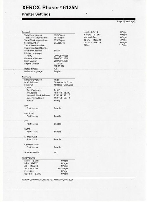 Цветeн лазерен принтер Xerox Phaser 6125N