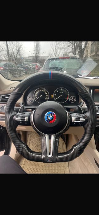 Volan sport BMW M Performance carbon + piele perforată, multifuncțional, cu padele