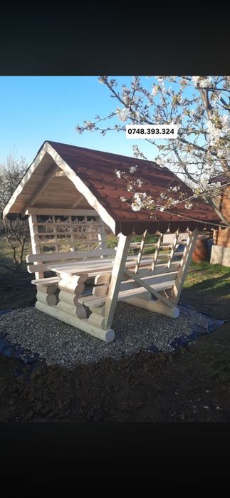 Balansoar  lemn masiv rotund set masa