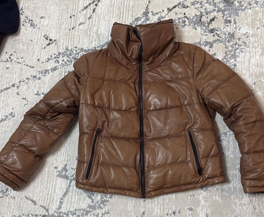 Куртка кожаная зимняя женская