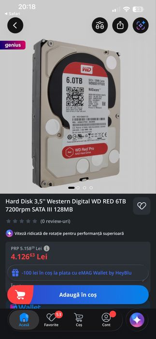 Hard Desktop Western Digital Red Pro 6TB HDD Hard Disk 3.5"