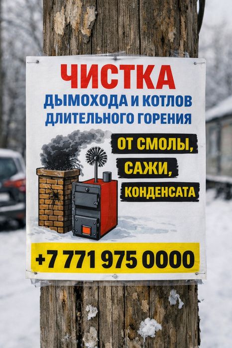 Чистка дымохода  от сажы