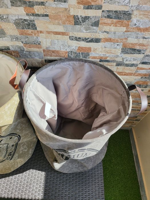 Кош за пране за дрехи за съхранение с надпис 2 цвята и дръжки