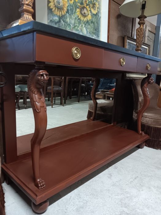 Конзолна маса - махагон и плот гранит