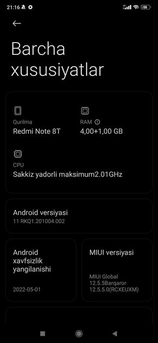 Hiaomi Redmi Note 8T
