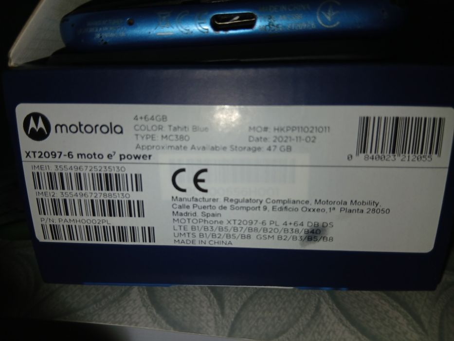 Mototola  moto E 7 power