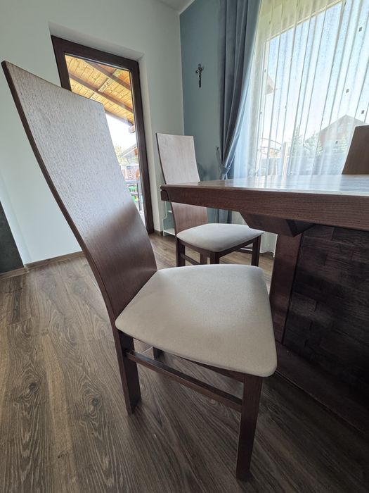 Masa extensibila stejar masiv + 6 scaune - 150/200x90cm