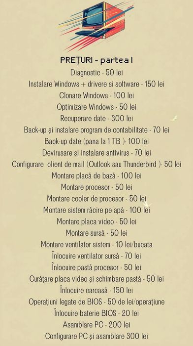 IT (PC & Routere), montaj camere supraveghere si intervenții tehnice
