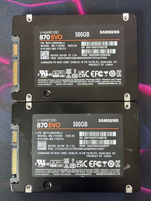 2x 870 EVO Samsung 500 GB