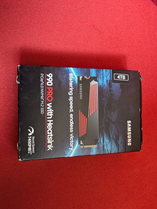 НОВ | Samsung 990 Pro with Heatsink 4TB | NVMe SSD диск Gen4 | и за PS5 ъпгрейд | масивен радиатор с RGB LED | DRAM кеш | скорост до 7450 MB/s