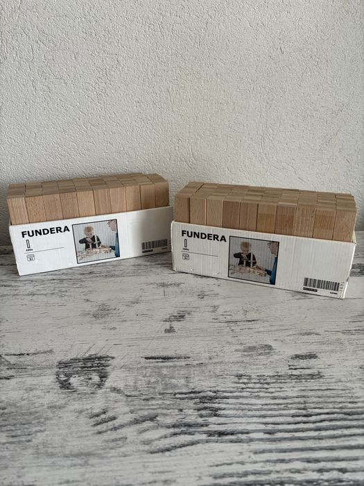 Два комплекта дървени блокчета IKEA Fundera/FLISAT – общо ~200 части