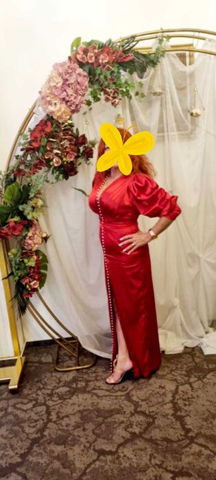 Rochie rosie eleganta  lunga Athmosfere M-L -REDUSA. Transp.gratuit.