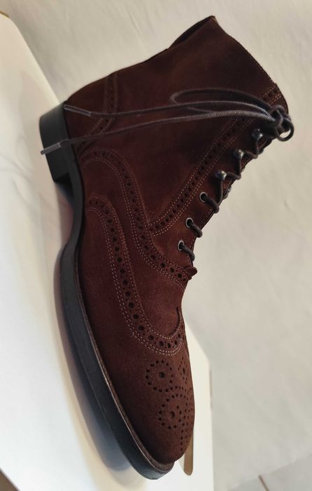 Ghete lace up 42.5 43 de lux Fratelli Rosetti lucrate manual piele nat