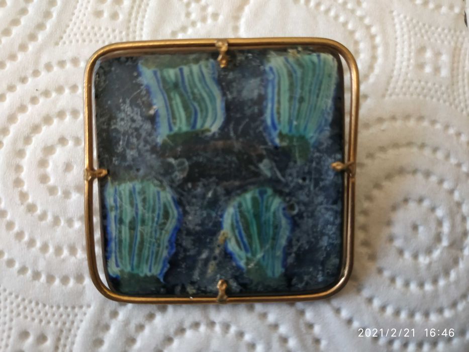старинна брошка емайл и порцеланарт деко 1930 нова винтидж гривна