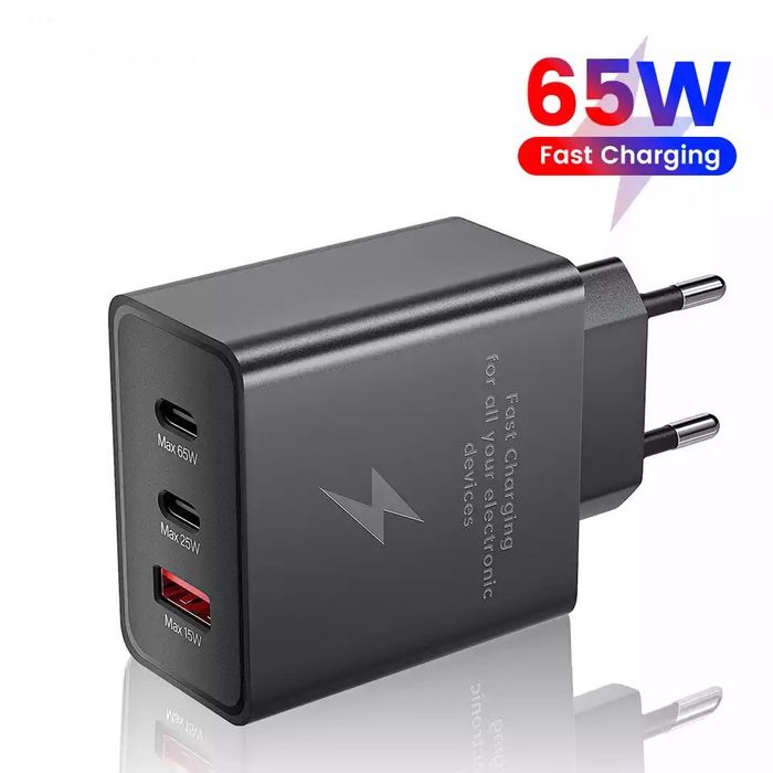 Incarcator Adaptor Priza 65W Pentru Telefon 2 Iesiri Type C + 1 USB