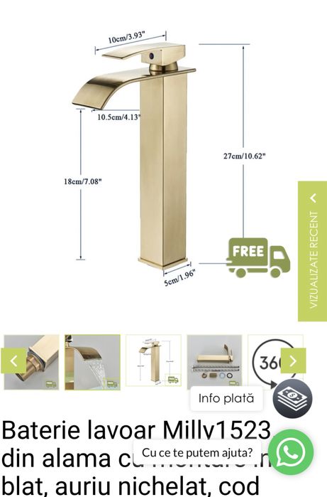 Baterie lavoar aurie (auriu)