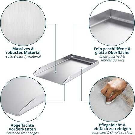 Plita groasă inox pt gratar pe carbuni, gaz sau electric,  44,5/26cm