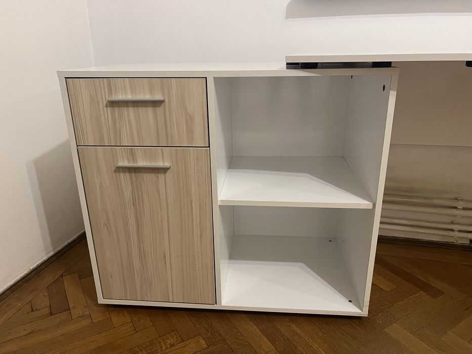 Birou modular alb/maro