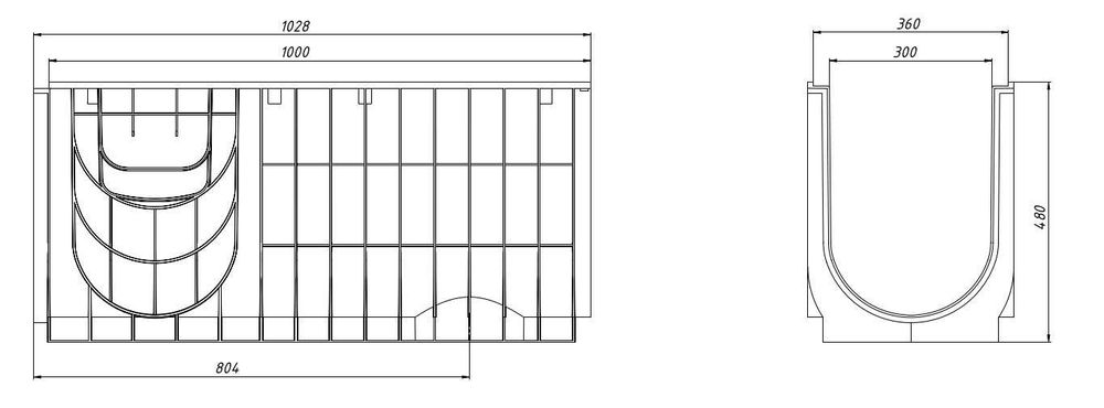 Лоток водоотводный + решетка Gidrolica DN300