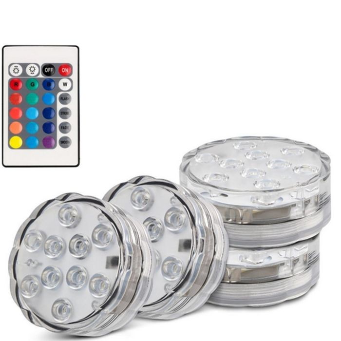 Set 4 led subacvatice ambientale RGB cu telecomanda IP 68