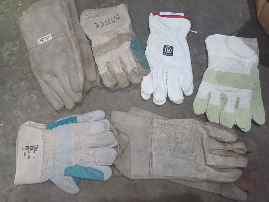 Manusi de lucru din piele, cauciuc