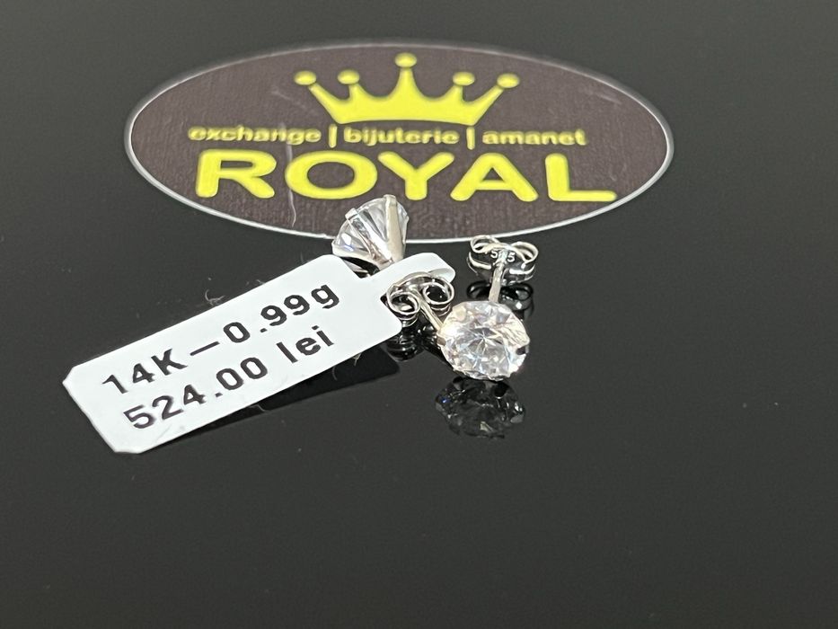 Bijuteria Royal CB : Cercei cristale aur alb 14k  0,99 grame