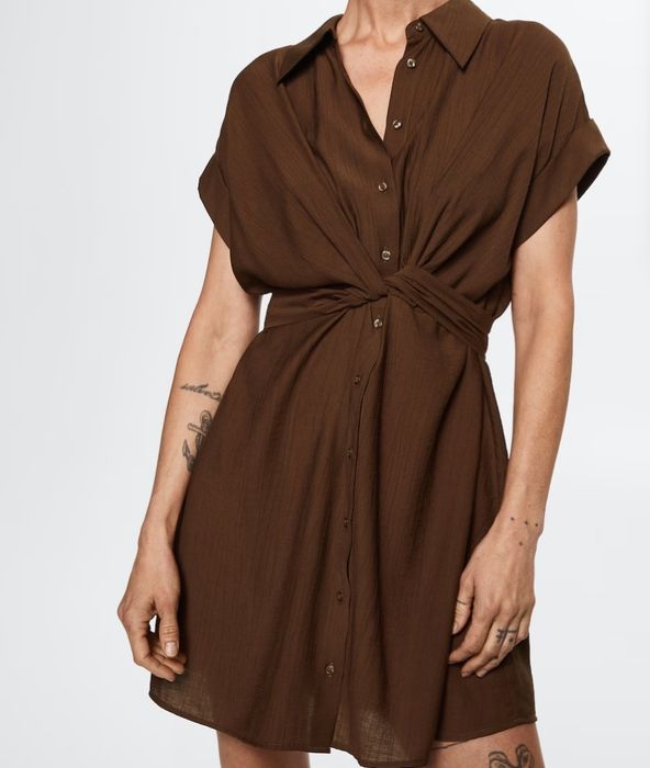 Rochie-cămașă cu fundă
