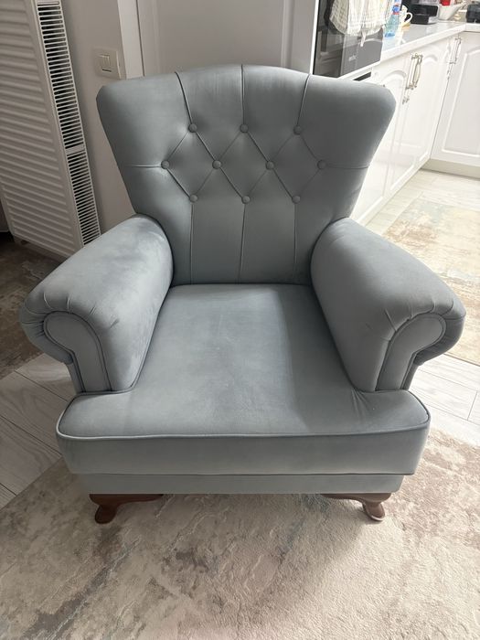 Fotoliu Gri Chesterfield