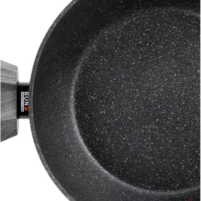 Oala din aluminiu cu invelis din marmura, cu capac din sticla, 28cm,