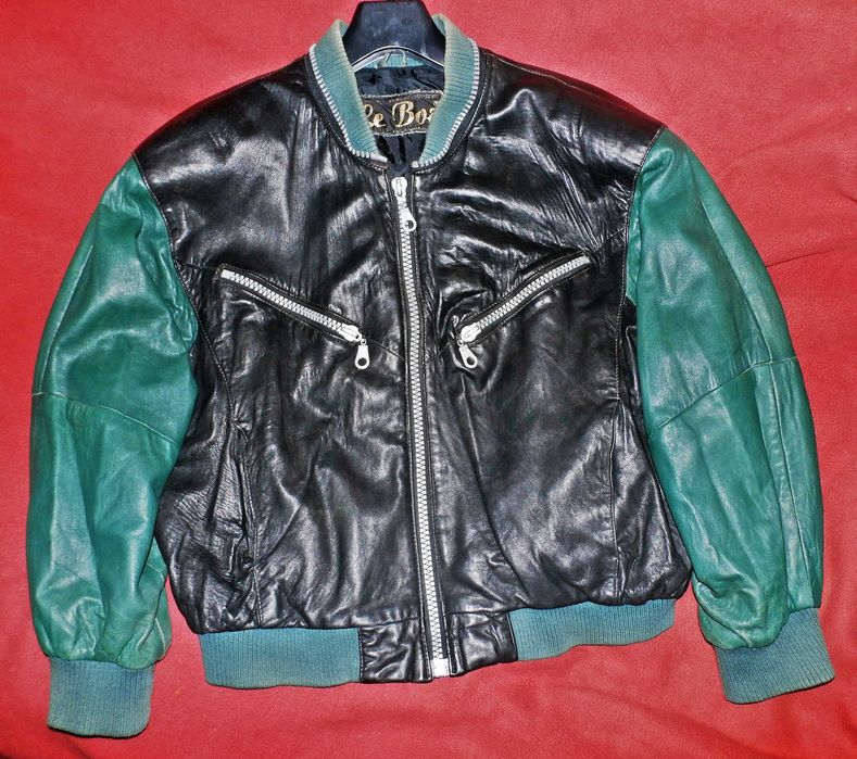 Кожено яке - зелено/черно