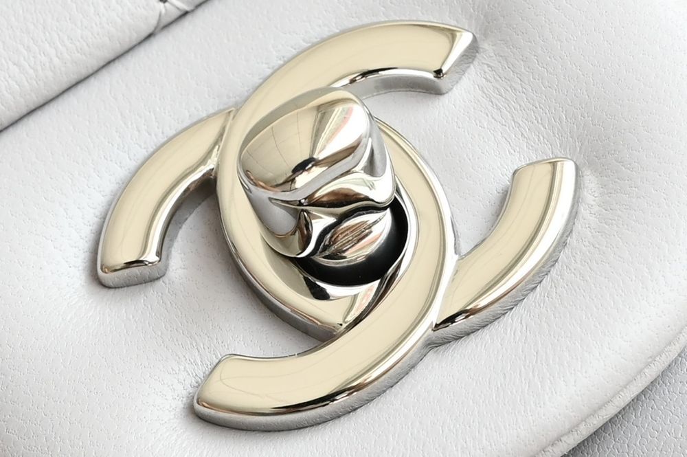 Geanta Chanel classic 25cm, platinum, tip Premium