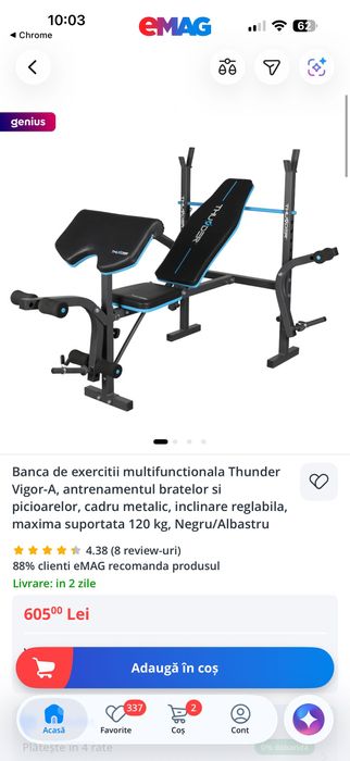 Vand banca fitness + suport gantere