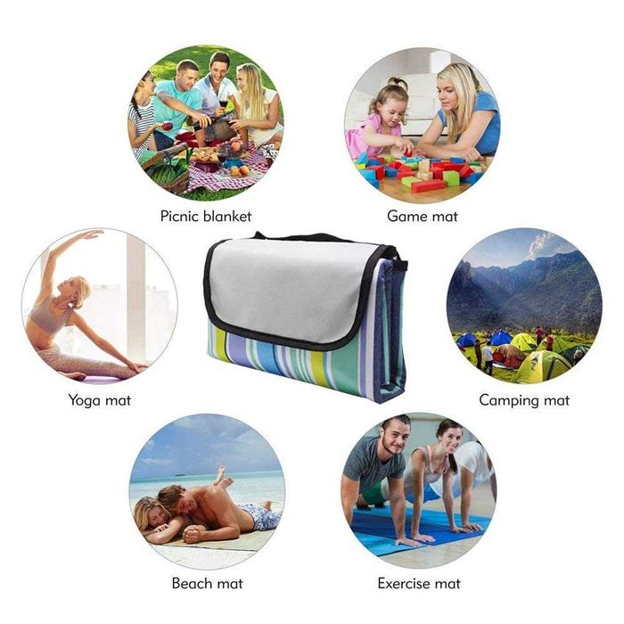 Сгъваема постелка за пикник и плаж 150 х180 см