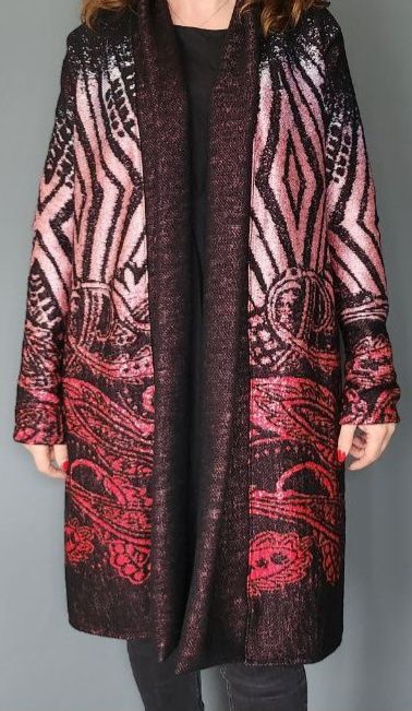 Жилетка,  плетиво, овърсайз, шарен десен