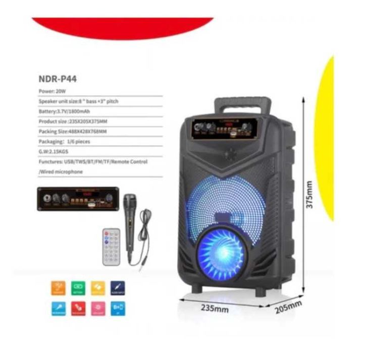 Караоке тонколона с Bluetooth NDR-P55 8'' и микрофон