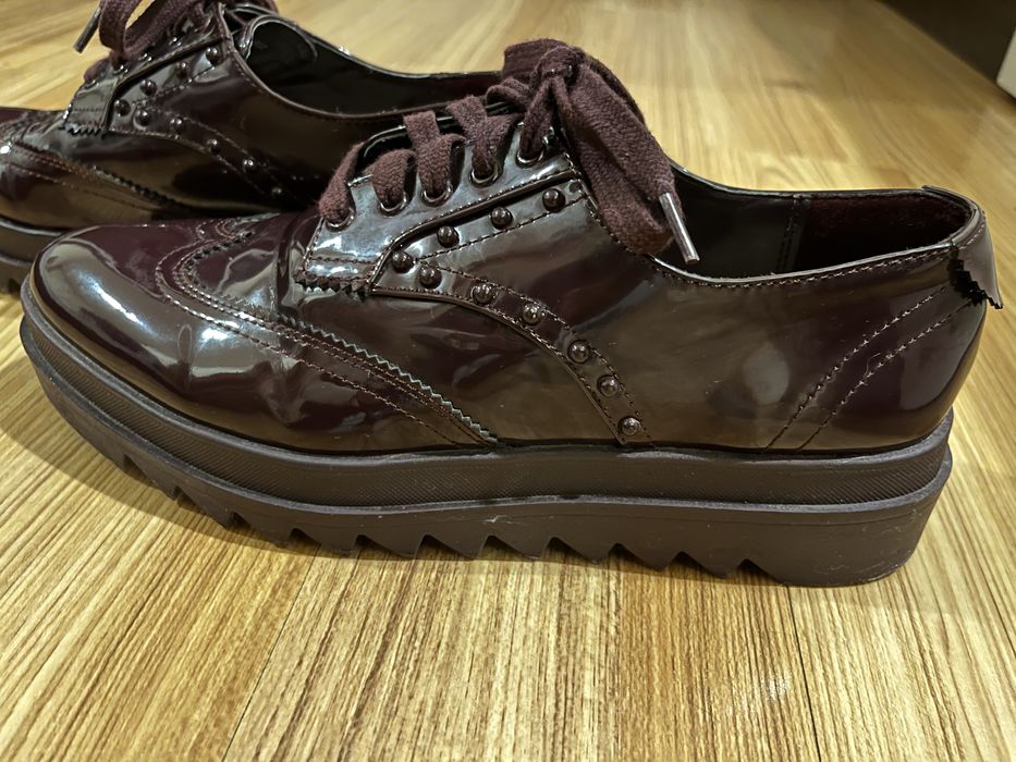 Мокасини лоуфърс ZARA лачени 38 номер